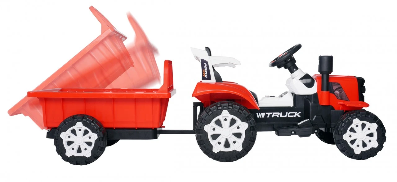 Elektro Traktor Mit Anhänger In Rot 2 Elektro Traktor Mit Anhänger In Rot – Bild 2