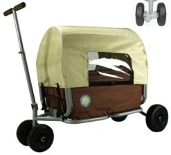 Beachtrekker LiFe Faltbarer Bollerwagen (Braun) + Bremse + Sonnenverdeck