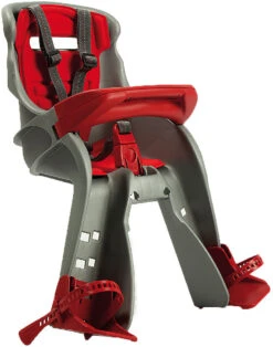 Fahrrad-Sicherheitssitz Orion, Front, Silbergrau/rot