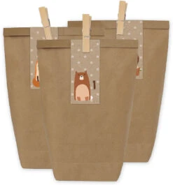 Adventskalender Geschenktüten-Set Waldtiere - Mit Klammern